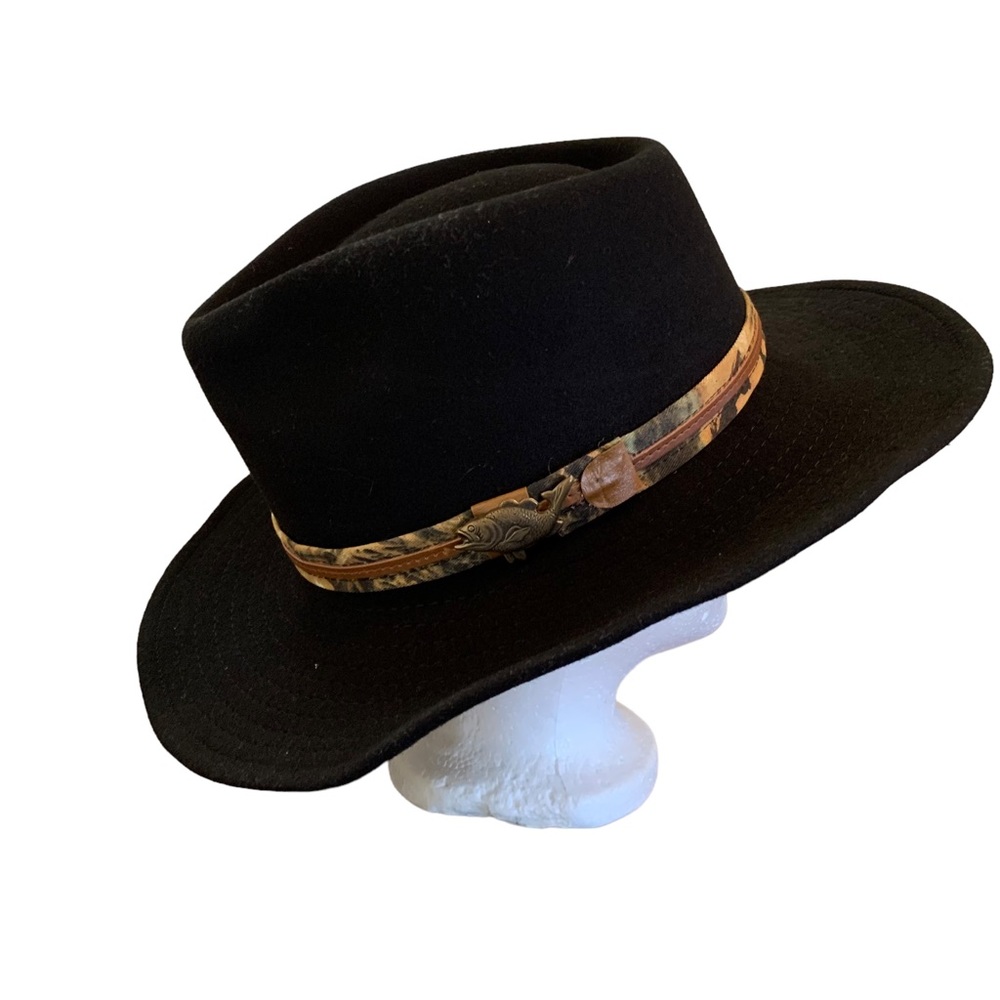 Vintage Lanning Cowboy Hat Western Black Rodeo Derby Made in Canada Size Large